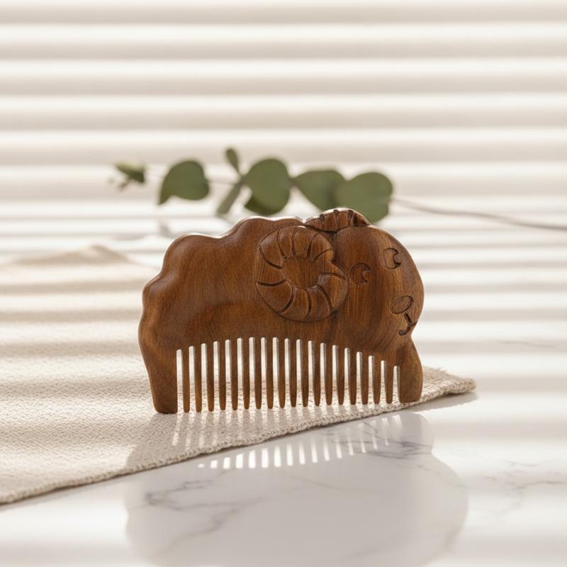 Hair Care For Baby - Mini-Sandelholz-Babyhaarbürste mit Sternzeichenmuster, Kopfhautmassagegerät, weicher, sanfter