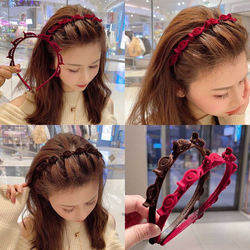 Hair Care For Baby - 1/3 Stück beflocktes geflochtenes Haarband für