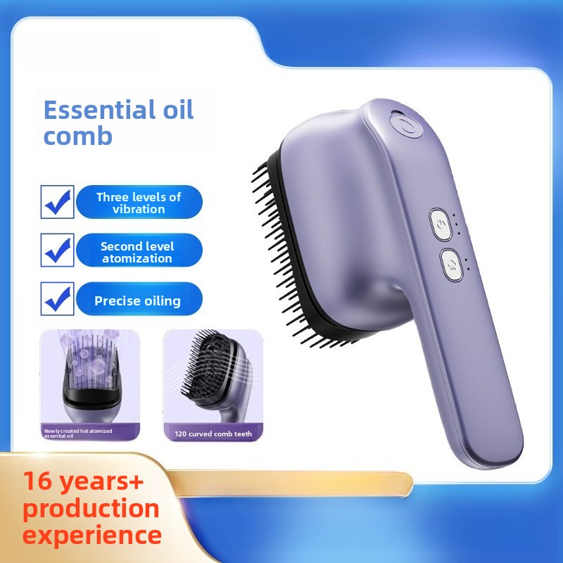 Hair Care Essential Oil Atomizing - Elektrischer Ätherisches-Öl-Massagekamm mit Großem Sprühnebel, Tragbarer
